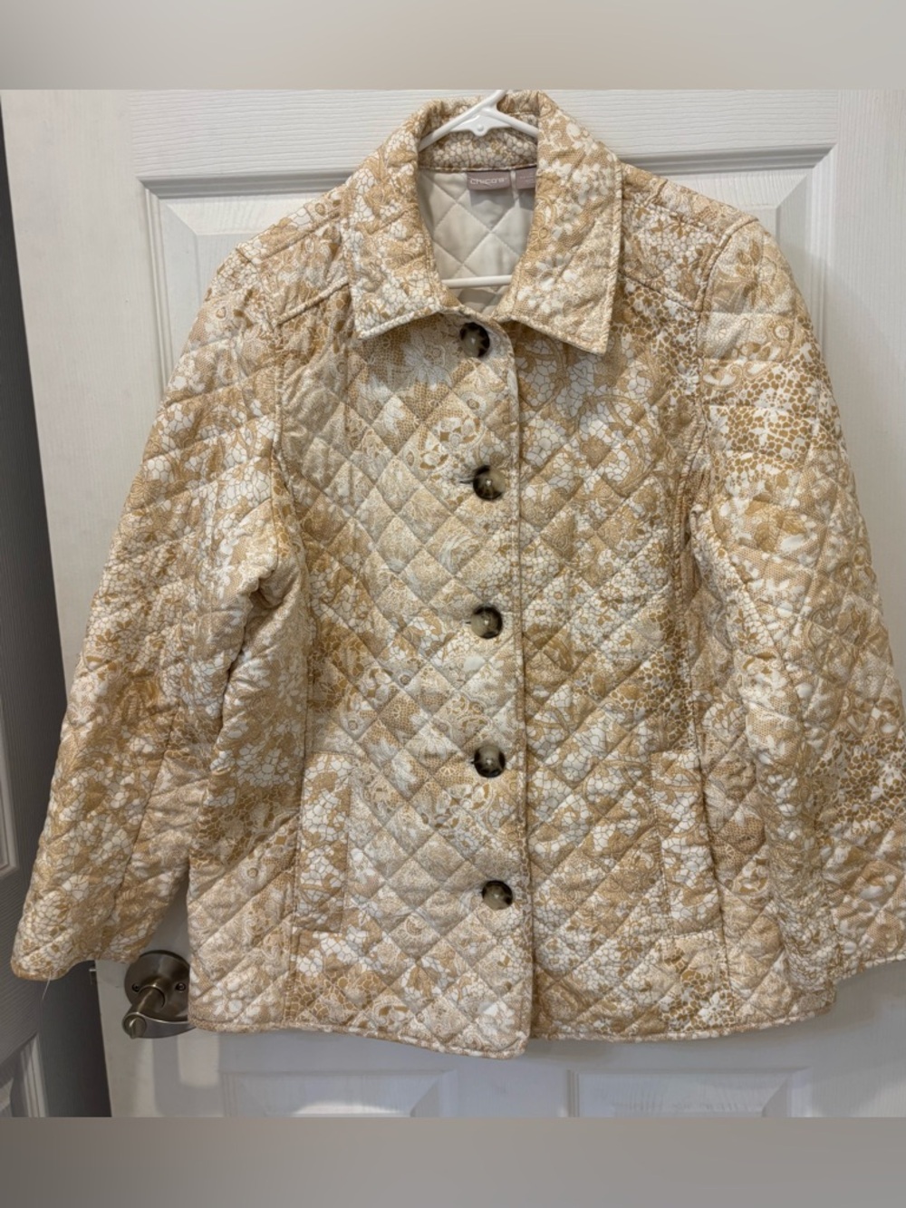 Chicos‎ Quilted Beige Patterned  Coat